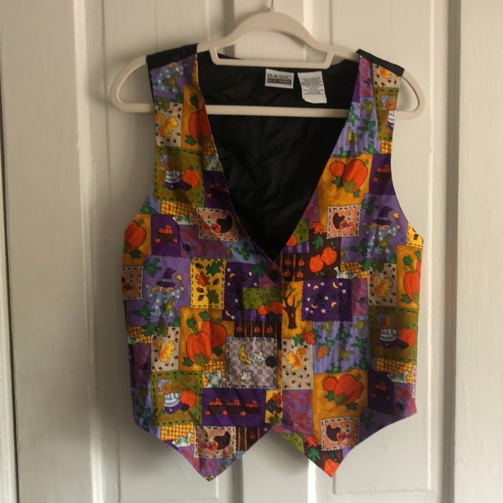 Basic Editions Halloween Patchwork Sleeveless Ves… - image 1